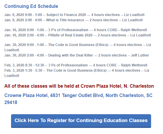 Continuing Education Schedule